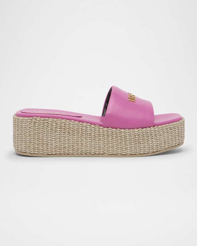 Tag Platform Lambskin Leather Mules